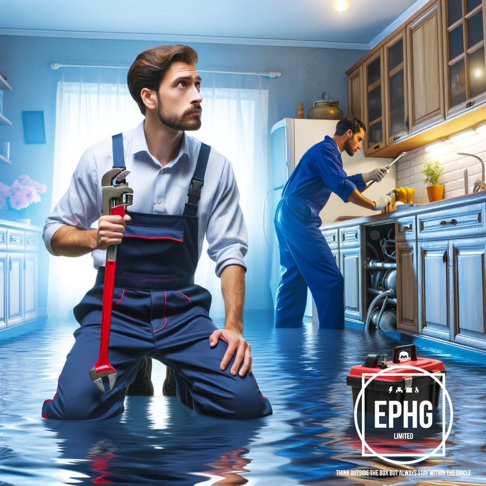 Plumber Has Water Up To His Knees Plumber Has Water Up To His Knees