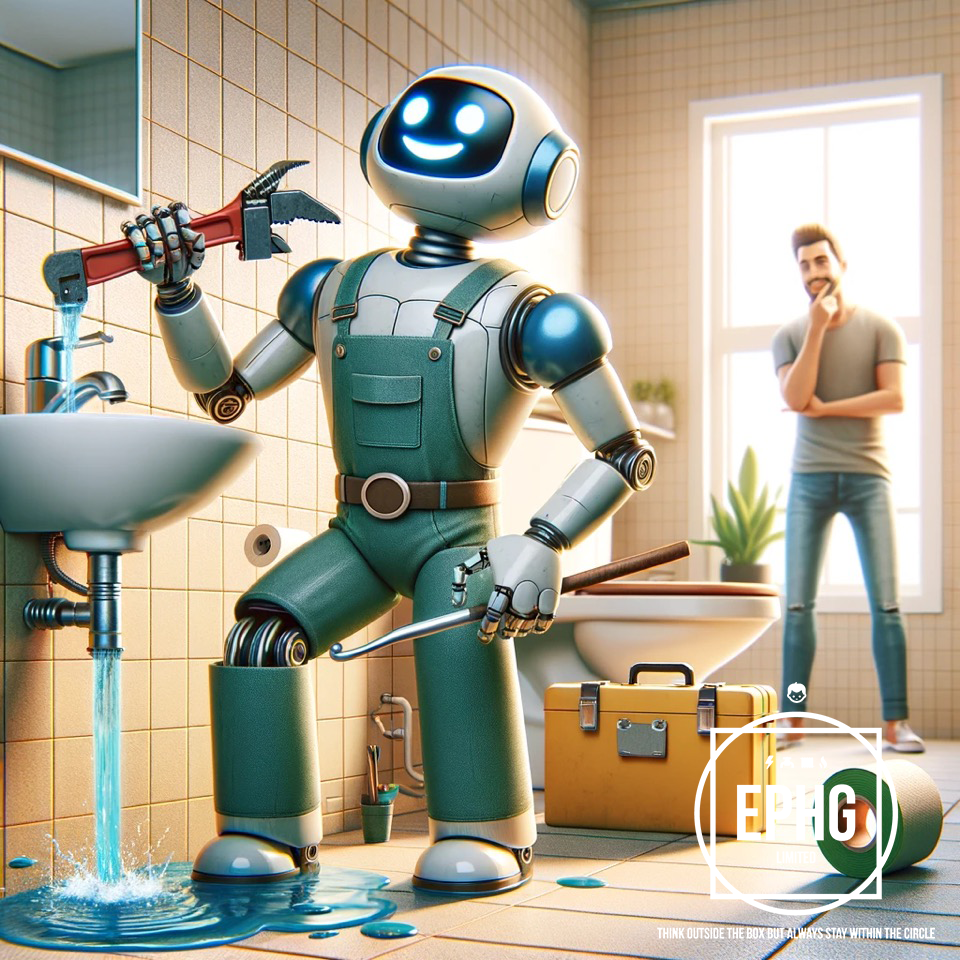 Robot Plumber Fixing Water Leakage Robot Plumber Fixing Water Leakage