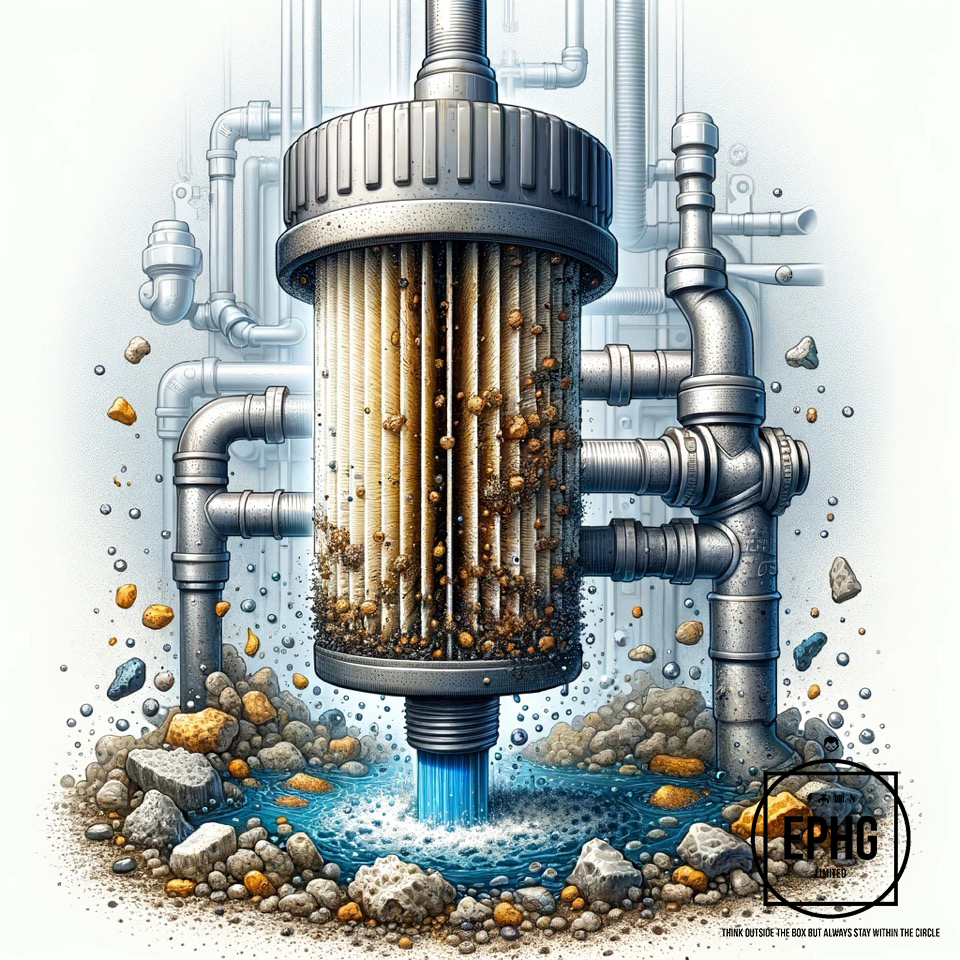 Typical Illustration of a Water Filter With Debris Getting Stuck Typical Illustration of a Water Filter With Debris Getting Stuck