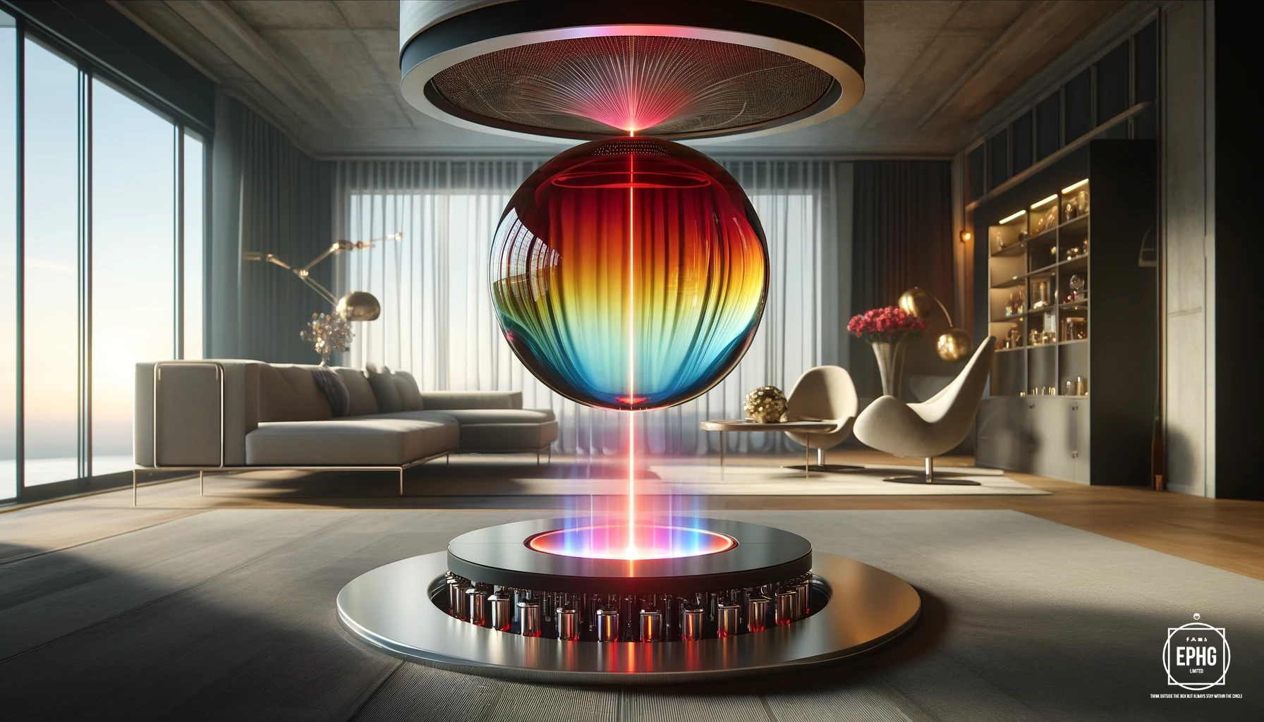 Tinted Samarium Glass Hovering above the floor using Magnetic Technology Tinted Samarium Glass Hovering above the floor using Magnetic Technology